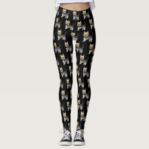Blauw En Goud Yorkshire Terrier Hond Patroon Leggings