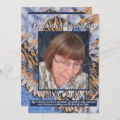 Blauw en Goud Zonnebloem Kunst | Foto | Begrafenis Programma (Voorkant / Achterkant)