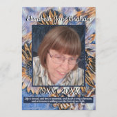 Blauw en Goud Zonnebloem Kunst | Foto | Begrafenis Programma (Voorkant)