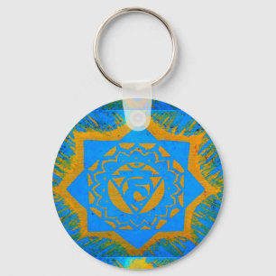 blauw - en goudbetonontwerp sleutelhanger