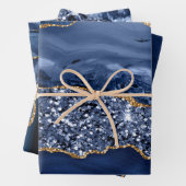 Blauw en goudbruin inpakpapier vel (In situ)