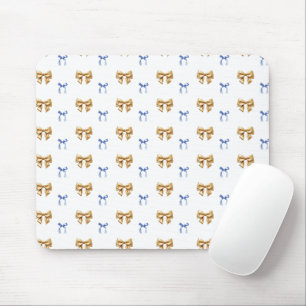Blauw en Gouden Coquette Bow Muismat