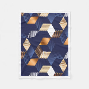 Blauw en gouden geometrisch abstract patroon fleec fleece deken