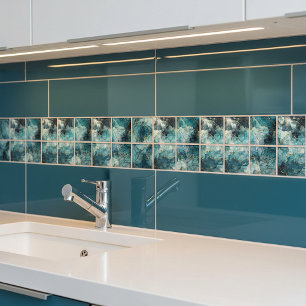 Blauw en gouden glinsterende marmer tegeltje