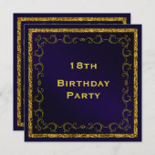 Blauw en gouden Man met dubbelzijdige 18e verjaard Kaart (Voorkant / Achterkant)