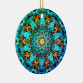 Blauw en gouden mandala-achtig patroon keramisch ornament (Rechts)