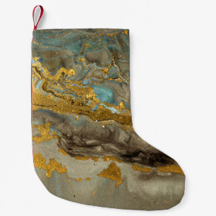 Blauw en gouden marmer kleine kerstsok