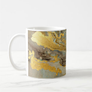 Blauw en gouden marmer koffiemok