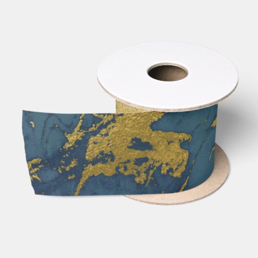 Blauw en gouden marmer lint (Spoel)