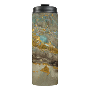 Blauw en gouden marmer thermosbeker