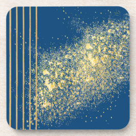 Blauw en gouden metalen folie Harde plastic onderz Bier Onderzetter