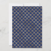 Blauw en gouden Nautical Wedding Kaart (Achterkant)