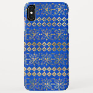 Blauw en Gouden Patroon Boho BloemenMandala iPhone XS Max Hoesje
