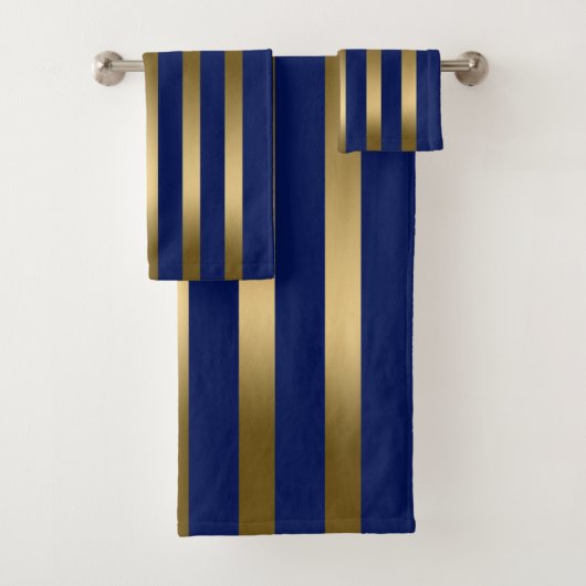 Blauw- en gouden strepen bad handdoek (Insitu)