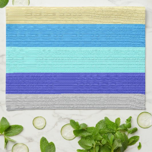 Blauw en gouden strips theedoek (Gevouwen)