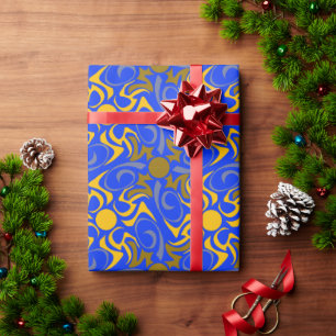 Blauw en gouden vector naadloos patroon cadeaupapier
