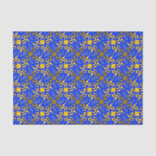Blauw en gouden vector naadloos patroon tissuepapier