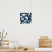 Blauw en gouden waterverf sneeuwvlok print (Keuken)