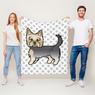 Blauw en gouden Yorkshire Terrier Cartoon hond en Fleece Deken