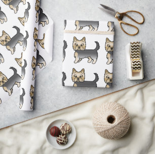 Blauw en gouden Yorkshire Terrier Leuke hond patro Cadeaupapier