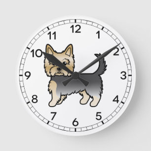 Blauw en gouden Yorkshire Terrier Yorkie Cartoon H Ronde Klok