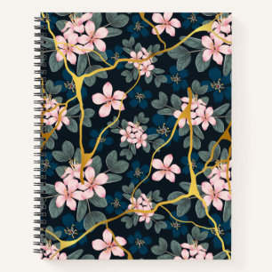 Blauw- en goudFloral Notitieboek