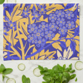 Blauw en goudgeel voor sierdoeleinden theedoek (Gevouwen)