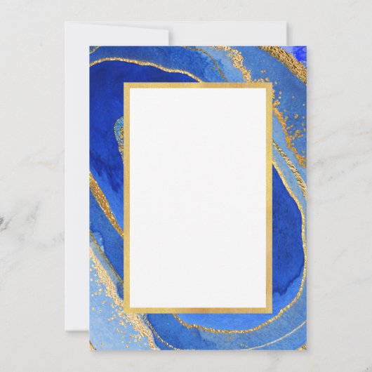 blauw en goudgeode | Bat Mitzvah Kaart (Achterkant)