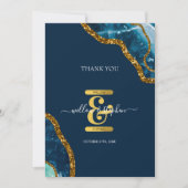 Blauw- en goudgetijden Glitter Wedding Bedankkaart (Voorkant)