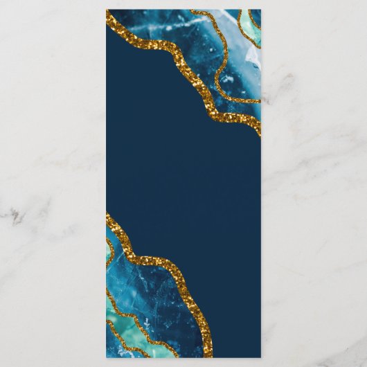 Blauw- en goudgetijden Glitter Wedding Menu (Achterkant)