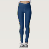 Blauw en goudglitter Aangepaste tekst Athletic Str Leggings (Voorkant)