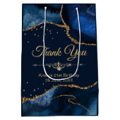 Blauw en goudglitter Agate Birthday Hartelijk dank Medium Cadeauzakje (Achterkant)