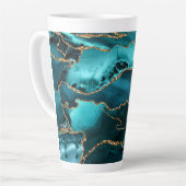 Blauw- en goudglitteragaat latte mok (Linkerhoek)