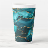 Blauw- en goudglitteragaat latte mok (Voorkant)