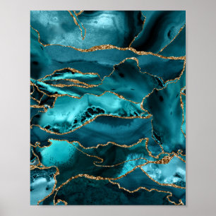 Blauw- en goudglitteragaat poster