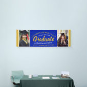 Blauw en goudgranaten Afstudeerder twee foto-Afstu Spandoek (Beurs)