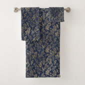 Blauw en goudkleurig Abstract deco verliest patroo Bad Handdoek (Insitu)