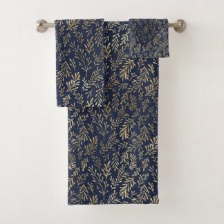 Blauw en goudkleurig Abstract deco verliest patroo Bad Handdoek