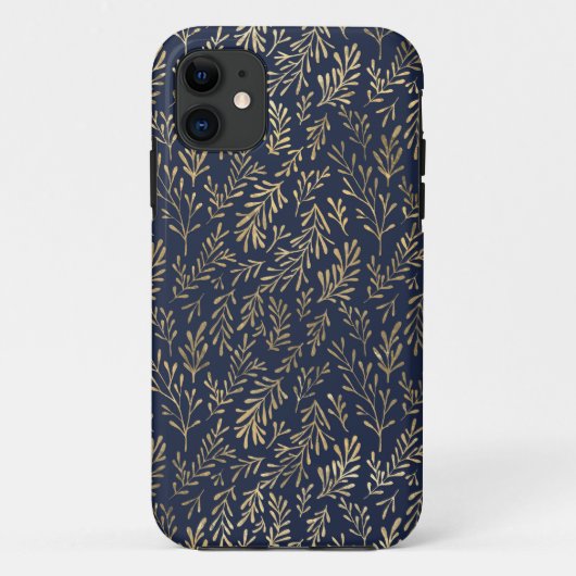 Blauw en goudkleurig Abstract deco verliest patroo Case-Mate iPhone Case (Achterkant)