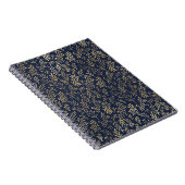 Blauw en goudkleurig Abstract deco verliest patroo Notitieboek (Rechterzijde)
