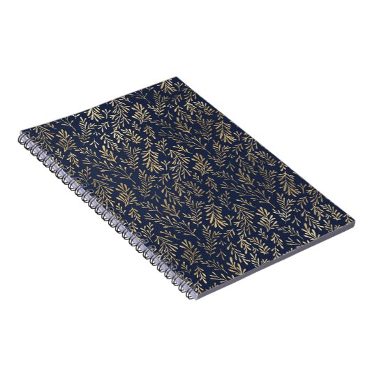Blauw en goudkleurig Abstract deco verliest patroo Notitieboek (Rechterzijde)