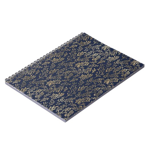Blauw en goudkleurig Abstract deco verliest patroo Notitieboek (Linkerzijde)