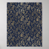 Blauw en goudkleurig Abstract deco verliest patroo Poster (Voorkant)