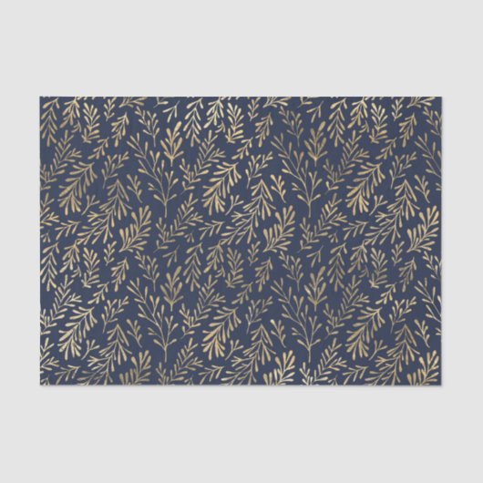 Blauw en goudkleurig Abstract deco verliest patroo Tissuepapier (Voorkant)