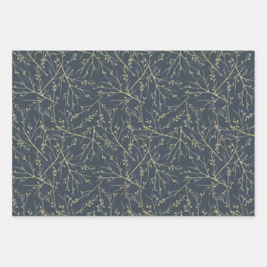 Blauw en goudlegant inpakpapier vel (Voorkant)