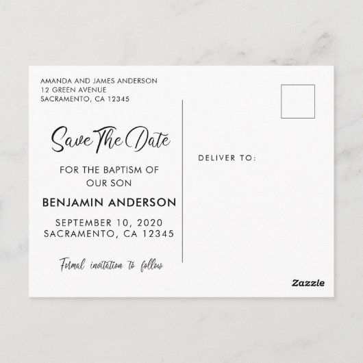 Blauw- en goudmafbeelding Sla de datum op Briefkaart (Achterkant)