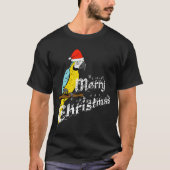 blauw en goudmakreel kerstpapegaai t-shirt (Voorkant)