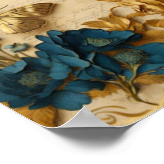 blauw en goudvlinder - Ontvlechtingspagina P Poster (Hoek)