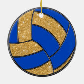 Blauw- en goudvolleybalversiering, speciaal aangep keramisch ornament (Achterkant)