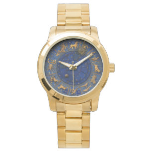 blauw en goudzodiaal astrologie hematocriet horloge
